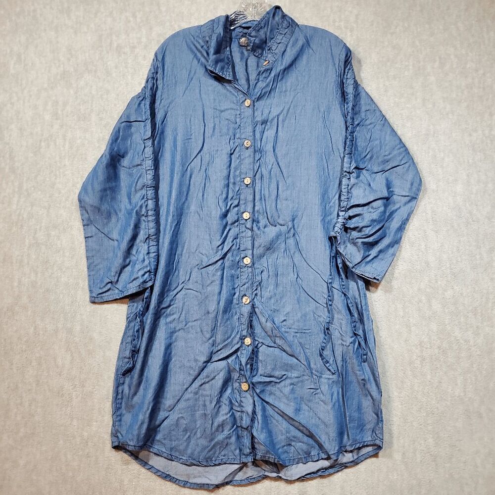 J. Gee Dress Womens Medium Blue Denim Shirt Dress Lyocell Collar Button Front
